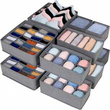 12pcs Multi-Layer Classic Fabric Drawer Storage Boxes For Underwear, Socks And Clothing - Fleece Storage Boxes, Home Storage Boxes, Storage Baskets