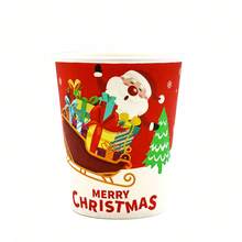 50 piezas Tazas de papel de 9 onzas para chocolate caliente o café de Navidad, con diseños de Papá Noel, muñeco de nieve y renos en 5 patrones festivos, ideales para fiestas navideñas, Año Nuevo, oficina o regalos, de gran capacidad y aptas para bebidas calientes y frías