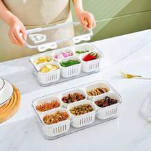 MineSign 2Pack Divided Snackle Box With Lids Stackable Food Serving Tray For FruitandVeggie Plastic Fridge Storage Container For Pantry Freezer Clear Snack Box For Meal Prep Candy Nuts Spice - 2 件裝,含 12 個隔層 - 查看 6