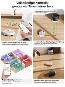 Robot aspirapolvere LEFANT M3L con potenza di aspirazione di 12000 Pa, svuotamento automatico, navigazione LiDAR, rilevamento tappeti, controllo APP di 220 minuti, autonomia di 8 settimane. - Grigio argento chiaro - Visualizzare 10