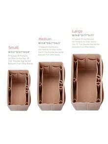 14口袋黑色毛毡内衬收纳袋，适用于手提包、钱包、旅行配件 - 米色 - 查看 10