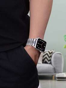 Huastonband 適用於 錶帶 38mm 40mm 41mm 42mm 44mm 45mm 49mm 46mm（不含手錶）銀色金屬錶帶 不鏽鋼可調節 男女通用 SE /S11/S10 /S9 /S8/ S7/ S6 /S5 /S4 系列相容錶帶 時尚優雅 適合年輕網紅 男友禮物 畢業禮物 夏季男女配飾 海灘不鏽鋼飾品 - 銀色 - 查看 7