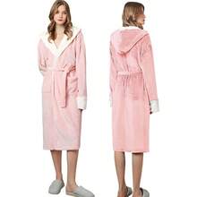 Sebami Bata de Baño de Felpa Con Capucha para Mujer Albornoz de Franela Gruesa Térmico Adecuado para Invierno Camisón - como en la foto - Ver 1