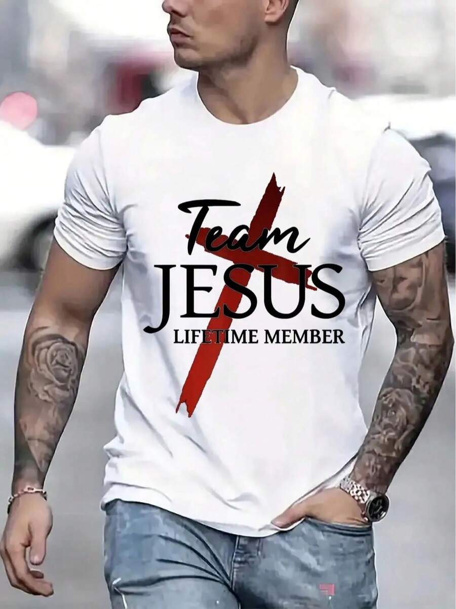 Camiseta de Hombre Cómoda Cuello Redondo Casual Algodón Mangas Cortas Suave Transpirable Top Ropa de Hombre Camiseta Verano Primavera Ropa de Calle Tela de Algodón Impresión de Letras a la Moda - Blanco - Ver 1