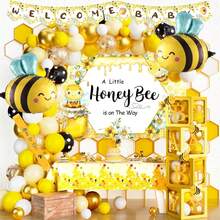125pcs Bee-Themed Balloon Arch Set, Includes Bee Foil Balloons, As Well As Yellow, White, Polka Dot, And Glitter Foil Latex Balloons. Perfect For Birthday Parties, Baby Showers, Wedding Decorations, And Bee-Themed Party Decorations. - Multicolor - View 5