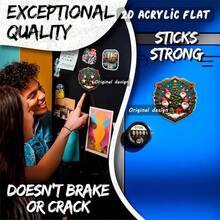 1pc Large 3.15" Christmas Magnet With Santa Hat, Decorated Tree, Gift Box, Bell - Red & Green Holiday Decor, Strong Adhesive For Fridge, Cabinet, Door - Home, Office, Party Holiday Decoration - Acrylic 2D Flat AHR GCF Magnet