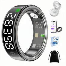 FONADA Smart Health Ring For Women Men, Smart Ring Fitness Tracker For IOS Android, Heart Rate, Blood Oxygen, Blood Pressure, Sleep Monitoring,5ATM Waterproof, No Subscription Fee,Ideal Christmas, New Year's Day, Valentine's Day, Father's Day, Mother's Day And Birthday Gifts, Free Shipping - 黑色 - 查看 1