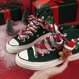 2 Pairs Christmas Flat Shoelace, Wide Shoelace For Sneakers,Sport Shoes