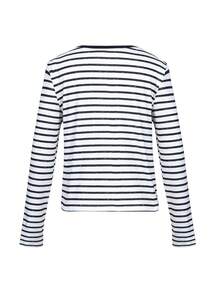 ii Frühherbst Schwarz & Weiß gestreiftes figurbetontes Rundhalsausschnitt T-Shirt