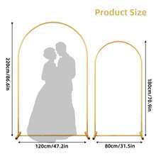 Tomnk [New Year Decor]2pcs Wedding Arch Backdrop Stand, Gold Metal Balloon Arch Stand 6FT, 7.2FT For Birthday Wedding, Outdoor Indoor Party Decoration, Christmas Decor - 金色 - 查看 9