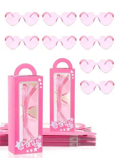 12pcs/6pcs-Pink Princess Gift Boxes Set Pink Party Favor Boxes Pink Doll Gift Boxes Goodie Bag Heart Shaped Sunglasses For Birthday Bachelorette Supplies Decoration,Pink Party Favor Boxes,Rimless Heart Sunglasses, Props Hot Pink Gift Box Goodie Bag Cute Cartoon Stickers Goodie Bag Pink Birthday Bachelore Party Decorations Supplies For Women Bridal Shower Perfect For Pool(2pcs=1 Box +1 Glasses)