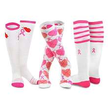 Breast Cancer Awareness Knee High Socks Women 3-Pack Pink/White - As Picture 687 - View 1