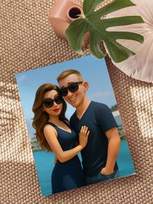 1pc Custom Personalized Personal Portrait Animation Style, Framed Canvas Painting, Very Suitable For Weddings, Home Decoration, Upload Friends Photos, Couple Photos, Family Photos Converted Into Animation Style, Cartoon Style - Multicolor - View 4