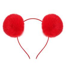 1/6pcs Colorful Fuzzy Ball Headband For Women, Sweet & Cute Hair Hoop For Party Decoration, Autumn/Winter, Hair Band,