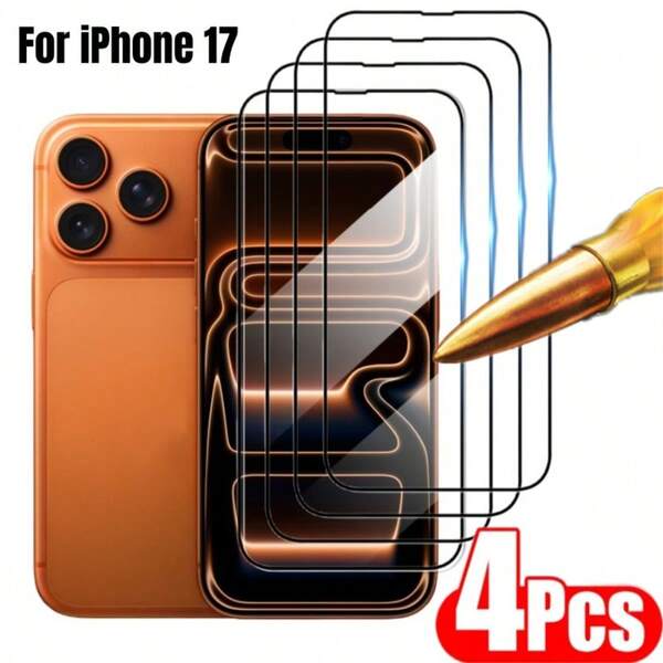 4PCS Tempered Glass Compatible With IPhone 17 Pro Max Air 17 Pro 17 Full Cover Screen Protector HD Clear Protective Glass