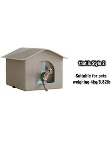 Outdoor Cat House Cooling Cat Nest Outdoor/Indoor Cat Warmth Cat House Four Seasons Universal Cat Bed Easy To Assemble,Foldable Oxford Cat House, Indoor & Outdoor, Rainproof, Thermo-Regulated, Waterproof, Stray Cat Shelter - Grey - View 14