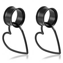 2PCS Punk Heart Shape Dangle Ear Plugs Piercing Body Jewelry Stainless Steel Ear Gauges Tunnels Stretchers Jewelry Women/Girl - Heart - View 11