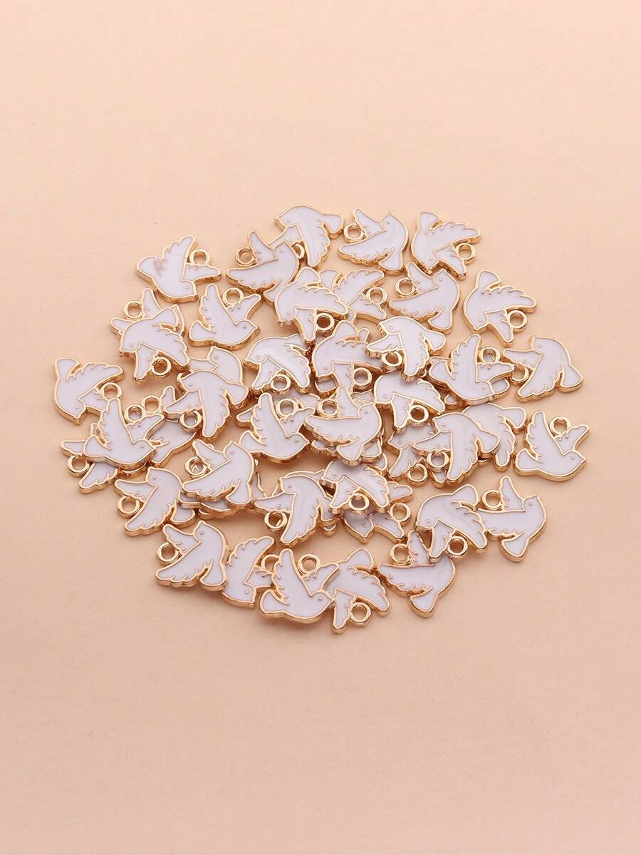 20/50 件锌合金油滴小鸽子和动物装饰配件适用于 DIY 项链、耳环、钥匙扣、吊坠 - 50pcs - 查看 1