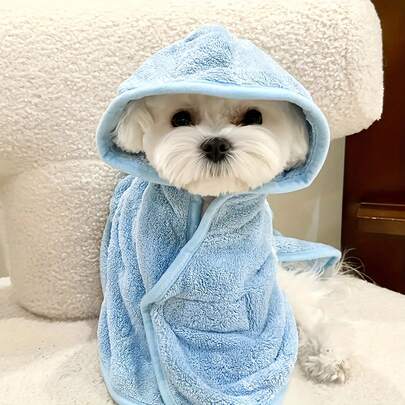Super Absorbent Cute Pet Bathrobe For Small And Medium Dogs, Cats, And Small Animals - Quick-Drying, Soft, Comfortable For All Seasons, Pet Cat And Dog Absorbent Bath Towel, Quick-Drying Bathrobe With Safety Closure