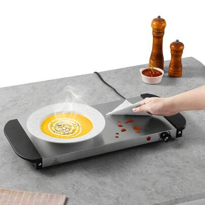 Bandeja calefactora eléctrica   para calentar alimentos tipo bufé con control de temperatura de acero inoxidable,547*263mm