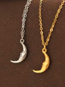 1 件女士不锈钢项链复古月亮项链精致金色珠宝锁骨项链吊坠项链女士礼物 - Necklace - 查看 3
