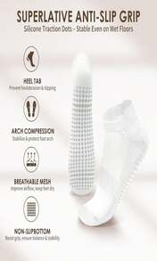 Dersoud Pilates Socks Grip For Women Non-Slip Grippy Yoga Socks Ankle For Barre, Ballet, Barefoot Training &Amp; Hospital Use - ColorK - 查看 3