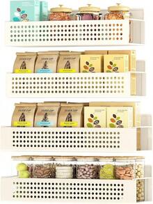 Especiero Magnético, Juego de 4, 2 Estantes Grandes y 2 Pequeños, sin Taladrar, para Cocina, Frigorífico, Negro Tinta KCS061B01 - Blanco crema - Ver 1