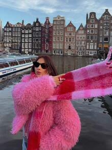 Fashionable Solid Color Faux Fur Cropped Jacket, Winter