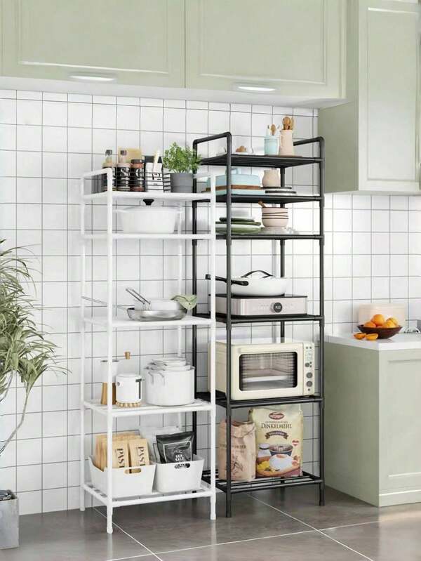 1 pièce Étagère de rangement multifonctionnelle, améliore l'espace, étagère métallique surélevée, étagère de salle de bain, étagère pour lavabo de salle de bain, étagère de rangement à plusieurs niveaux pour toilettes au sol, bibliothèque, étagère de rangement, mobile, facile à assembler, convient pour la salle de bain, la cuisine, le bureau, le bureau, le salon, cadeau de vacances