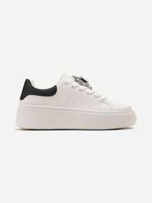 Women's Chunky Platform Sneakers With Embellishment - Casual Spring/Autumn - Black - View 3