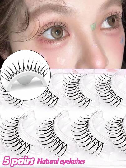 MAGEFY 5/10/12 Pairs Natural Look False Eyelashes, Breathable, Short Style, Natural Makeup Effect, 100 Clusters Kpop Style Lashes Available, Delicate & Lengthening Lashes, 11mm, Transparent Lash Base, Infused With Spiritual Energy, Synchronized Usage Upon Purchase