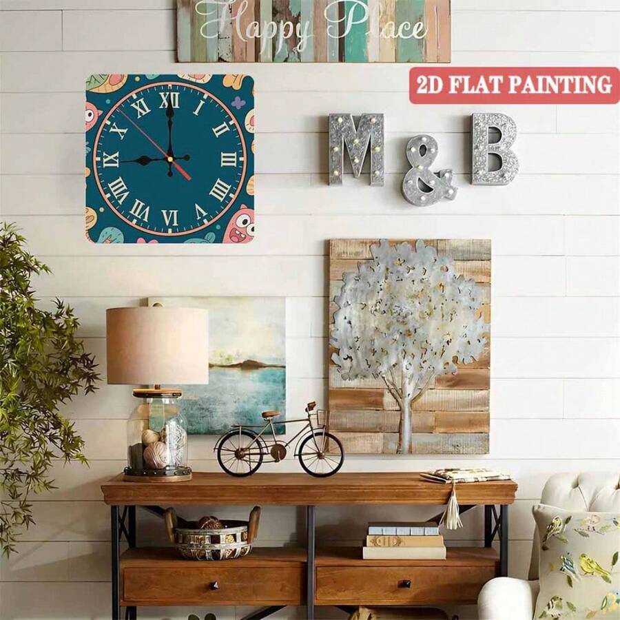 Custom Laser Engraved Wooden Wall Clock - Silent Non-Ticking Roman Numerals, 10x10 Inch Square Office Decor