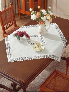 ABEST6522 Home&Living store 1 件 100% 涤纶面料，带精致水溶性蕾丝花边桌布，欧式风格，适用于厨房、餐桌、书桌、会议桌、长方形、圆形桌子、电视柜、咖啡桌、餐垫、家居装饰、节日装饰、生日、别墅晚宴、户外野餐垫、四季皆宜、派对和婚礼房间装饰、花园、家庭聚会、派对婚礼装饰，多种尺寸可供选择 - 奶油白 - 查看 17