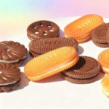 More Realistic Cookie Toys, Caramel Cookies, Chocolate Cookies, Simulated Sandwich Cookie Photography Props, Suitable For DIY Phone Cases, Keychains, Hair Clips, Cute Candy House Decorations, Party Favors, Candy House Toys - Multicolor - View 5