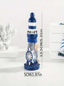 1/5PC13cm Marine Wooden Mini Lighthouse Mediterranean Wind Home Accessories Craft Gifts Marine Lighthouse Ornaments 5-Piece Lighthouse