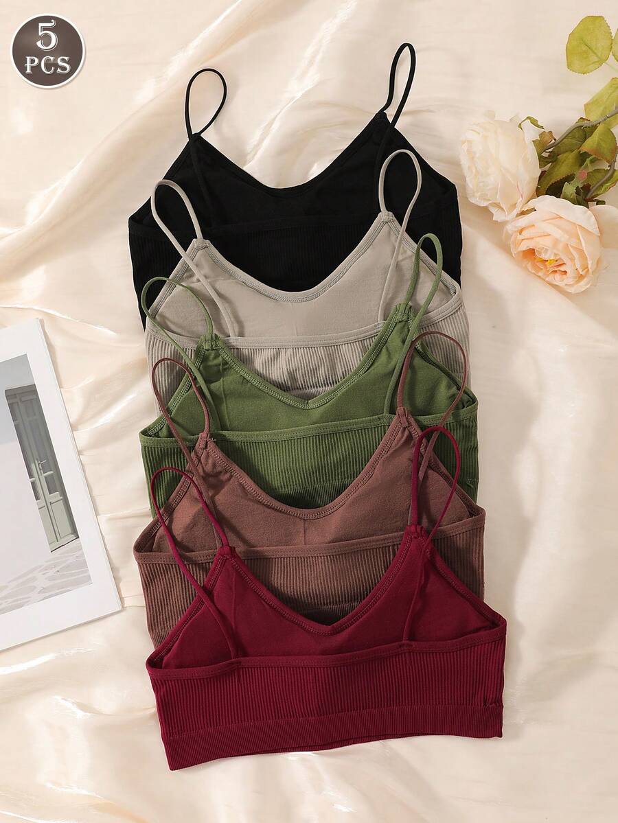 5pcs/Set Women's Backless Wireless Camisole Bras - Multicolor - View 1