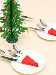 1/5/10 pièces Porte-couverts de chapeau de Noël, mini porte-couverts en tissu non tissé du Père Noël, décorations de sucette et de bouchon de bouteille de vin, décoration de table de dîner pour la fête de Noël, Thanksgiving et autres occasions festives, Noël