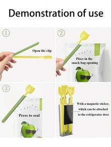 5 kẹp túi đựng thực phẩm hình hoa tulip có hộp đựng, kẹp niêm phong túi đựng đồ ăn nhẹ, kẹp túi đựng thực phẩm trong tủ lạnh, kẹp niêm phong sáng tạo, kẹp niêm phong tủ lạnh từ tính, kẹp đóng gói thực phẩm và hộp đựng, kẹp niêm phong chống ẩm và giữ tươi - Nhiều màu - Xem 7