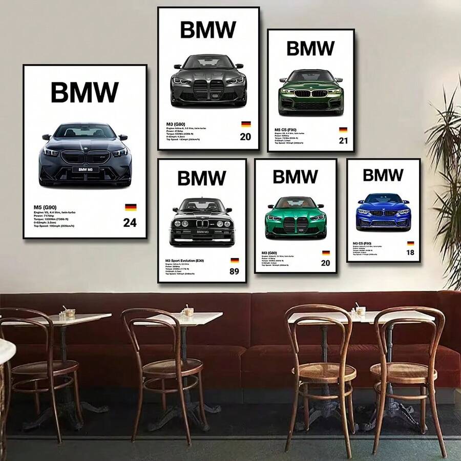 1 tấm áp phích xe hơi Đức BMW không khung kiểu dáng thẩm mỹ Bộ siêu xe sang trọng M8 M4 R8 RS6 Tranh vải bố treo tường trang trí nhà để xe Quà tặng - Nhiều màu - Xem 1
