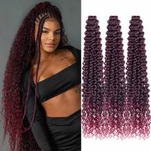 1/3件装长款深波浪编发，女士适用，22/28英寸海洋波浪钩针编织假发，卷曲编发，女神辫，铜色波西米亚风盒式辫，钩针编织假发，合成波浪编发，女士适用，万圣节、圣诞节 - 彩色 - 查看 35