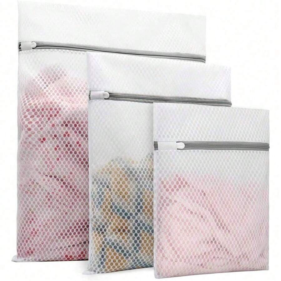 Reusable Honeycomb Mesh Laundry Bag, Suitable For Washing Underwear, Clothing, Jeans, Towels, And Socks In The Washing Machine. - White - View 1