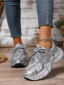 Women's Breathable Casual Sneakers Running Shoes - Silver - View 5