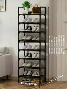 1pc 45-60cm Wide Black Small Shoe Rack, Space-Saving, Minimalist, Dust-Proof, Sturdy And Durable, Fashionable, Easy To Assemble And Disassemble, Portable, Suitable For Living Room, Bedroom, Entrance, Office, Home, Multi-Layer Storage, Holiday Gift, Christmas Gift, Gift - Multicolor - View 6