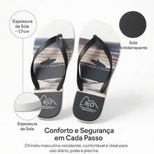 Kit Of 3 Pairs Of Comfortable Men's Flip Flops With Thick, Durable Straps - Beach C + Stripe + Beach RJ - View 9