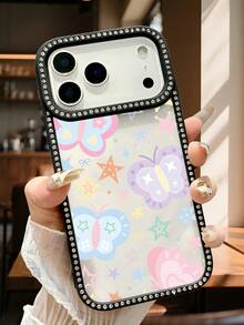Handyhülle mit pastellfarbenen Schmetterlingen und Sternen, süße, ästhetische Schutzhülle für das Handy,  Aufdruck, schmale Passform, langlebiges Design, kompatibel mit iPhone 17promax/17pro/17/iPhone Air/16promax/16pro/16plus/16/15promax/15pro/15plus/15/14promax/14pro/14plus/14/13promax/13pro/13/12promax/12pro/12/11promax/11