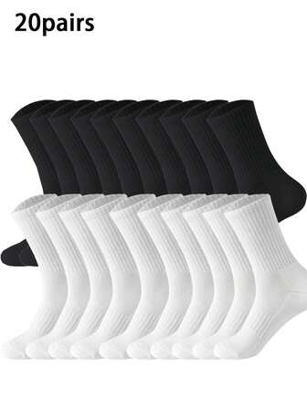 20/10/5/3/1 Pair Plus Size Men's Knitted Mid-Calf Socks & Ankle Socks - Odor-Resistant, Moisture-Wicking, Elastic Socks, Unisex Mid-Calf & Ankle Socks, Fashion, Casual, Comfortable, Breathable, Odor-Resistant, Outdoor Sports, Running, Fitness, Cycling, Moisture-Wicking, Quick-Drying, Compression Knee Socks, Business Casual Holiday Tall Socks, Suitable For All Seasons