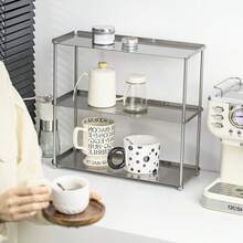 Kệ lưu trữ đa năng bằng thép không gỉ - Giá đựng đồ tiện dụng cho cốc cà phê, trang sức, chìa khóa, kính mắt, nước hoa, mỹ phẩm và các vật dụng khác - Kệ trưng bày 2 tầng hoặc 3 tầng, phù hợp cho phòng ngủ, phòng khách, phòng tắm, hành lang, nhà bếp - Thích hợp trang trí nhà cửa, nhà hàng, quán cà phê, tiệc tùng, sự kiện và ngày lễ. - Bạc - Xem 8