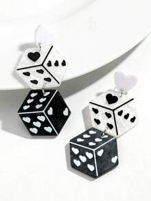 1 Cặp Hoa tai hình xúc xắc hình học 3D Acrylic thời trang, Thiết kế ba chiều nhiều màu sắc, Thích hợp cho phụ nữ đeo trong lễ hội - xúc xắc - Xem 15