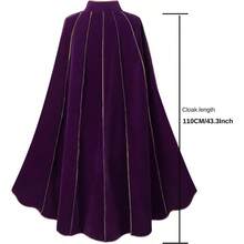 Women's Medieval Cloak Renaissance Velvet Cape With StandUp Collar Queen Princess Costume Halloween Christmasgift - 紫色 - 查看 2