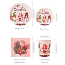 Juego de suministros para fiesta con tema navideño - Regalo misterioso de Santa, platos desechables, servilletas, vasos para 25 invitados, adecuado para fiesta de cumpleaños, picnic familiar